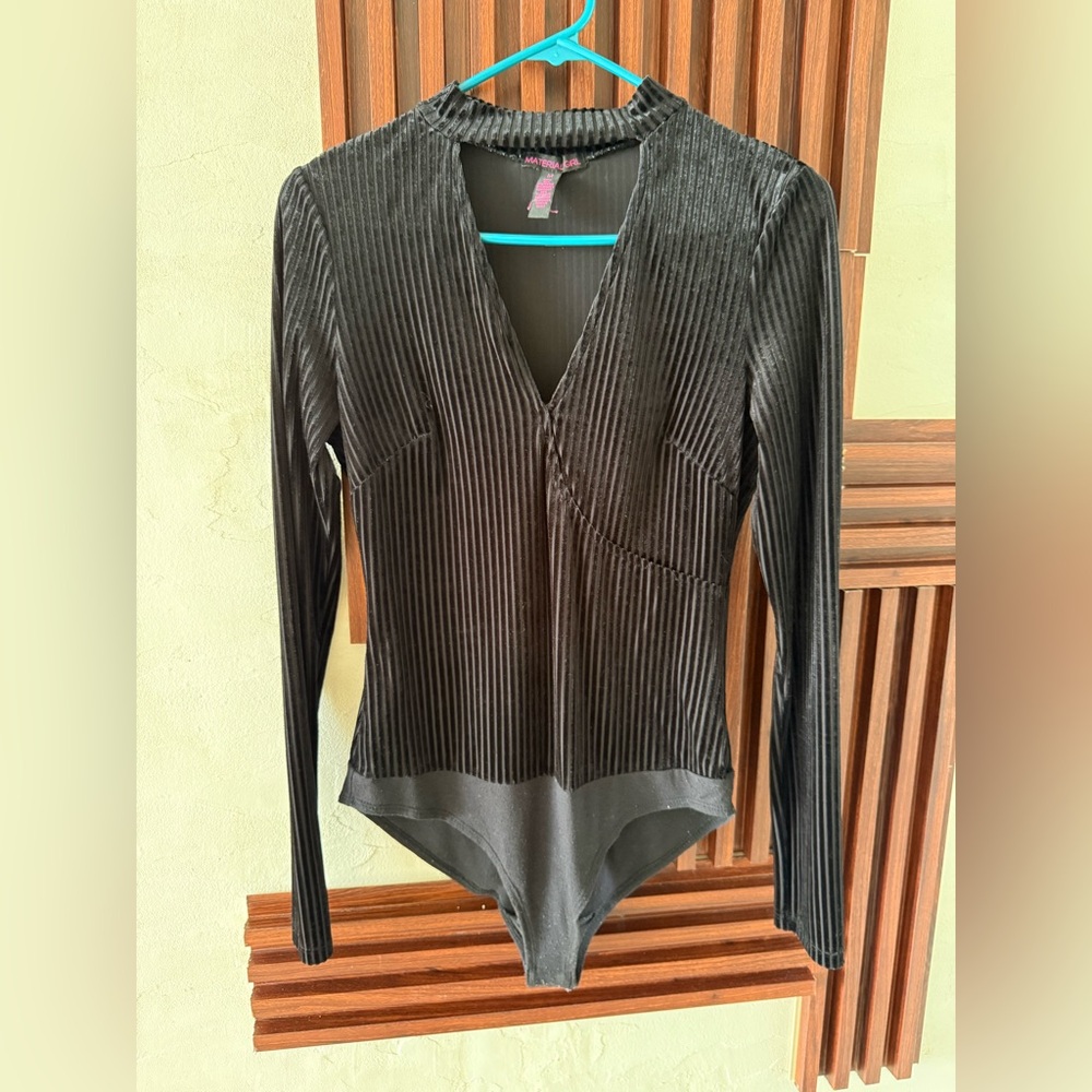 Material Girl Black Ribbed Bodysuit